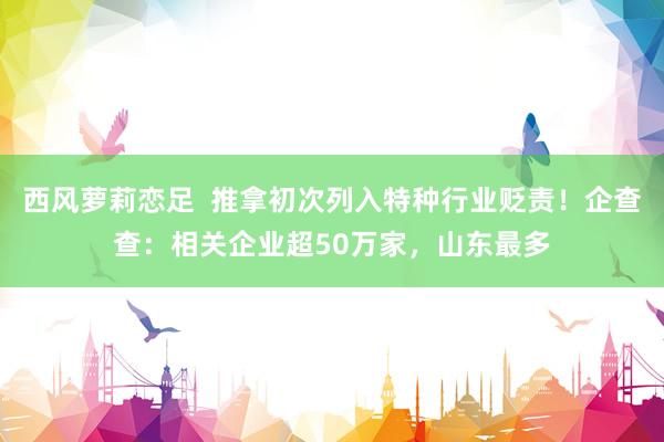 西风萝莉恋足  推拿初次列入特种行业贬责！企查查：相关企业超50万家，山东最多