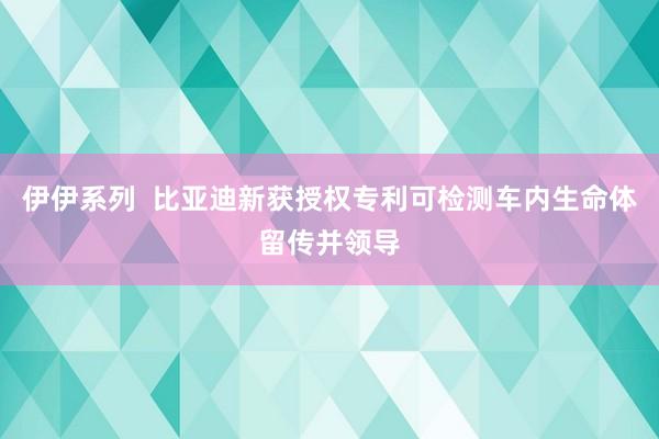 伊伊系列  比亚迪新获授权专利可检测车内生命体留传并领导