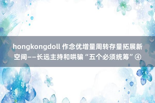 hongkongdoll 作念优增量周转存量拓展新空间——长远主持和哄骗“五个必须统筹”④